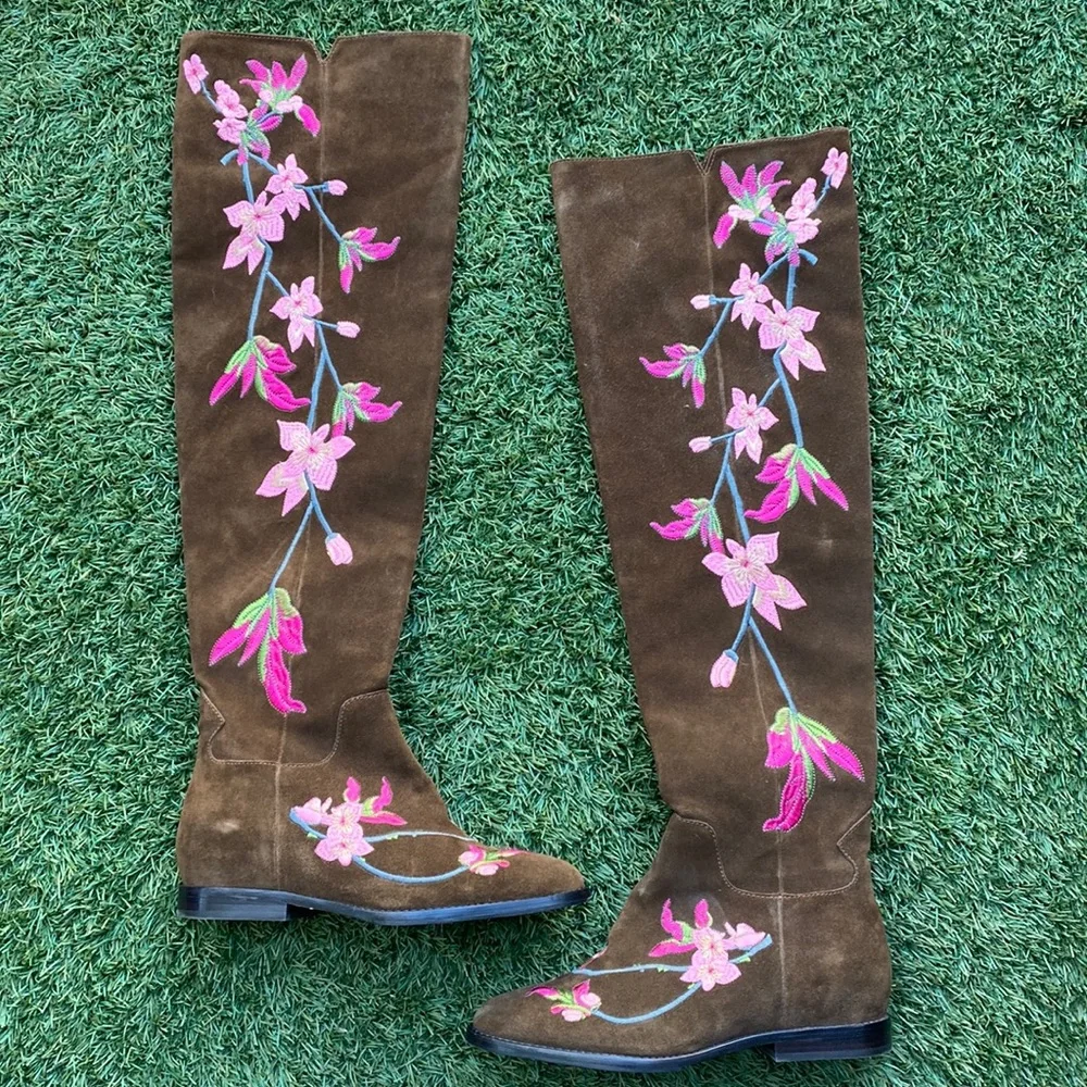 Ash “Jess Ter” Embroidered Suede Boots